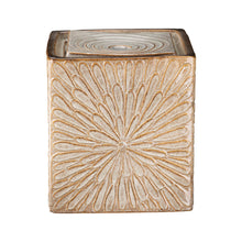 Load image into Gallery viewer, 14.75&quot;H Sand Beige Embossed Pattern Cubic Ceramic Fountain with Pump and LED Light
