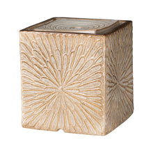 Load image into Gallery viewer, 14.75&quot;H Sand Beige Embossed Pattern Cubic Ceramic Fountain with Pump and LED Light
