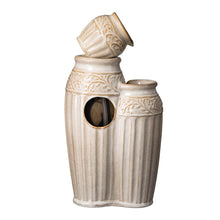 Load image into Gallery viewer, 27.25&quot;H 3-Tier Sand Beige Embossed Pattern Ceramic Pots Fountain with Pump and LED Light
