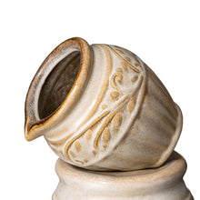 Load image into Gallery viewer, 27.25&quot;H 3-Tier Sand Beige Embossed Pattern Ceramic Pots Fountain with Pump and LED Light
