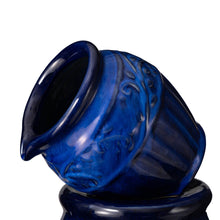 Load image into Gallery viewer, 27.25&quot;H 3-Tier Cobalt Blue Embossed Pattern Ceramic Pots Fountain with Pump and LED Light
