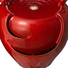 Load image into Gallery viewer, 19.5&quot;H Red Two Birds Embossed Plant Pattern Ceramic Pot Fountain with Pump and LED Light
