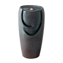 Load image into Gallery viewer, 29.25&quot;H Oversized Turquoise Ceramic Pot Fountain with Pump and LED Light
