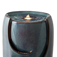 Load image into Gallery viewer, 29.25&quot;H Oversized Turquoise Ceramic Pot Fountain with Pump and LED Light
