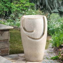 Load image into Gallery viewer, 21.25&quot;H Sand Beige Ceramic Pot Fountain with Pump and LED Light
