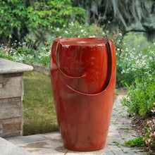 Load image into Gallery viewer, 21.25&quot;H Red Ceramic Pot Fountain with Pump and LED Light
