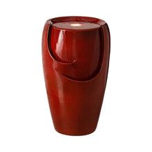 Load image into Gallery viewer, 21.25&quot;H Red Ceramic Pot Fountain with Pump and LED Light
