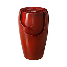 Load image into Gallery viewer, 21.25&quot;H Red Ceramic Pot Fountain with Pump and LED Light
