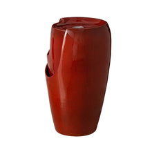 Load image into Gallery viewer, 21.25&quot;H Red Ceramic Pot Fountain with Pump and LED Light
