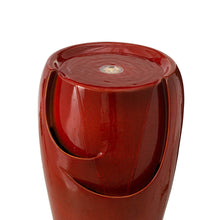 Load image into Gallery viewer, 21.25&quot;H Red Ceramic Pot Fountain with Pump and LED Light
