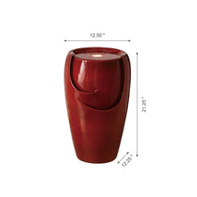 Load image into Gallery viewer, 21.25&quot;H Red Ceramic Pot Fountain with Pump and LED Light
