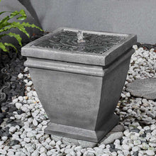 Load image into Gallery viewer, 17.5&quot;H Elegant Stone Sculpture Pattern Polyresin Outdoor Fountain with LED Light and Pump
