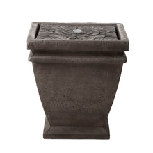 Load image into Gallery viewer, 17.5&quot;H Elegant Stone Sculpture Pattern Polyresin Outdoor Fountain with LED Light and Pump
