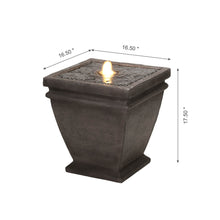 Load image into Gallery viewer, 17.5&quot;H Elegant Stone Sculpture Pattern Polyresin Outdoor Fountain with LED Light and Pump
