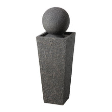 Load image into Gallery viewer, 40.25&quot;H Modern Oversized Geometric Pedestal and Sphere Polyresin Outdoor Fountain with LED Light and Pump
