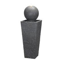 Load image into Gallery viewer, 40.25&quot;H Modern Oversized Geometric Pedestal and Sphere Polyresin Outdoor Fountain with LED Light and Pump
