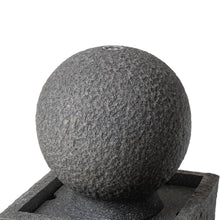 Load image into Gallery viewer, 40.25&quot;H Modern Oversized Geometric Pedestal and Sphere Polyresin Outdoor Fountain with LED Light and Pump
