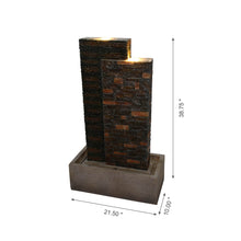 Load image into Gallery viewer, 38.75&quot;H Oversized Low Garden Wall Polyresin Outdoor Fountain with LED Light and Pump
