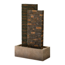 Load image into Gallery viewer, 38.75&quot;H Oversized Low Garden Wall Polyresin Outdoor Fountain with LED Light and Pump
