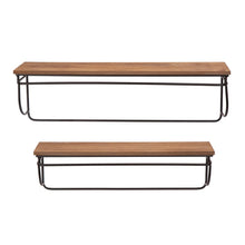 Load image into Gallery viewer, Farmhouse Metal/Wooden Wall Mounted Shelves, Set of 2
