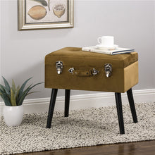 Load image into Gallery viewer, 19.70&quot;L Glod Velvet Upholstered Storage Stool with Black Solid Rubberwood Legs
