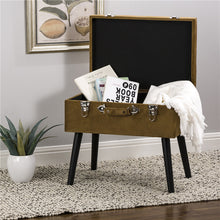 Load image into Gallery viewer, 19.70&quot;L Glod Velvet Upholstered Storage Stool with Black Solid Rubberwood Legs
