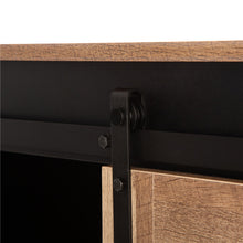 Load image into Gallery viewer, 47.20&quot;L Modern Industrial Black Storage Cabinet with Natural Top and Sliding Doors
