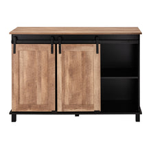 Load image into Gallery viewer, 47.20&quot;L Modern Industrial Black Storage Cabinet with Natural Top and Sliding Doors
