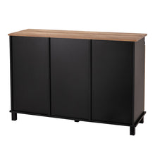 Load image into Gallery viewer, 47.20&quot;L Modern Industrial Black Storage Cabinet with Natural Top and Sliding Doors
