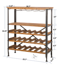 Load image into Gallery viewer, 21 Bottle Floor Wooden Wine Rack with Metal Frame
