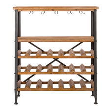 Load image into Gallery viewer, 21 Bottle Floor Wooden Wine Rack with Metal Frame
