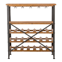 Load image into Gallery viewer, 21 Bottle Floor Wooden Wine Rack with Metal Frame
