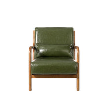 Load image into Gallery viewer, 30.00&quot;H Mid-century Modern Hunter Green PU Leather Accent Armchair with Walnut Rubberwood Frame
