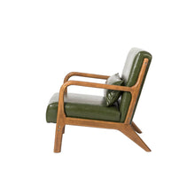 Load image into Gallery viewer, 30.00&quot;H Mid-century Modern Hunter Green PU Leather Accent Armchair with Walnut Rubberwood Frame
