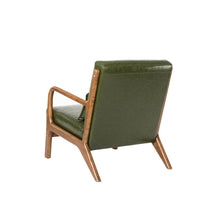 Load image into Gallery viewer, 30.00&quot;H Mid-century Modern Hunter Green PU Leather Accent Armchair with Walnut Rubberwood Frame
