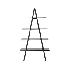 Load image into Gallery viewer, 64.5&quot;H Modern Industrial Black Oak Melamine 4-Tier Leaning Bookcases &amp; Ladder Shelves
