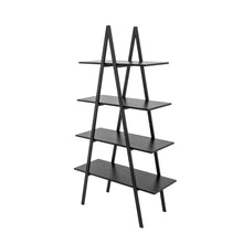 Load image into Gallery viewer, 64.5&quot;H Modern Industrial Black Oak Melamine 4-Tier Leaning Bookcases &amp; Ladder Shelves
