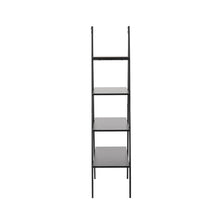 Load image into Gallery viewer, 64.5&quot;H Modern Industrial Black Oak Melamine 4-Tier Leaning Bookcases &amp; Ladder Shelves
