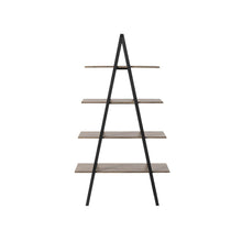 Load image into Gallery viewer, 64.5&quot;H Modern Industrial Rustic Oak Melamine 4-Tier Leaning Bookcases &amp; Ladder Shelves
