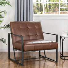 Load image into Gallery viewer, 29.25&quot;H Brown PU Leather Tufted Accent Chair
