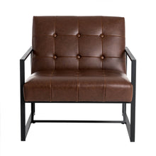 Load image into Gallery viewer, 29.25&quot;H Brown PU Leather Tufted Accent Chair
