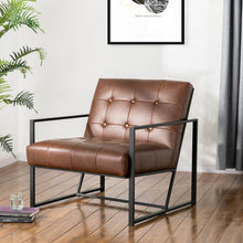 Load image into Gallery viewer, 29.25&quot;H Brown PU Leather Tufted Accent Chair
