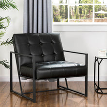 Load image into Gallery viewer, 29.25&quot;H Black PU Leather Tufted Accent Chair
