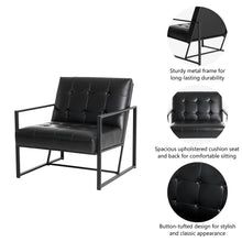 Load image into Gallery viewer, 29.25&quot;H Black PU Leather Tufted Accent Chair
