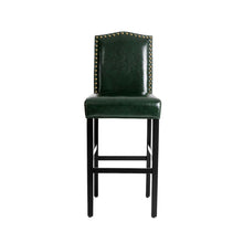 Load image into Gallery viewer, 45&quot;H Hunter Green PU Leather Upholstered Bar Chair with Studded Decor, Set of 2
