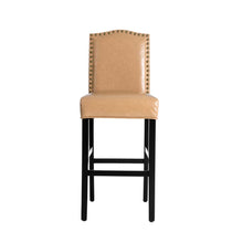 Load image into Gallery viewer, 45&quot;H Beige PU Leather Upholstered Bar Chair with Studded Decor, Set of 2
