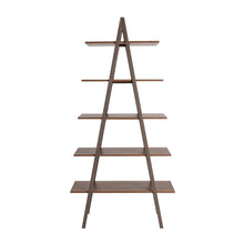 Load image into Gallery viewer, 72&quot;H Modern Industrial Brown Wood/Metal 5-Tier &quot;A&quot; Frame Bookcases &amp; Shelves
