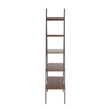 Load image into Gallery viewer, 72&quot;H Modern Industrial Brown Wood/Metal 5-Tier &quot;A&quot; Frame Bookcases &amp; Shelves
