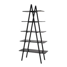 Load image into Gallery viewer, 72&quot;H Modern Industrial Black Wood/Metal 5-Tier &quot;A&quot; Frame Bookcases &amp; Shelves
