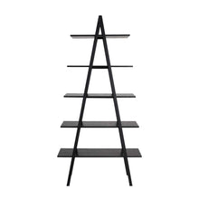 Load image into Gallery viewer, 72&quot;H Modern Industrial Black Wood/Metal 5-Tier &quot;A&quot; Frame Bookcases &amp; Shelves
